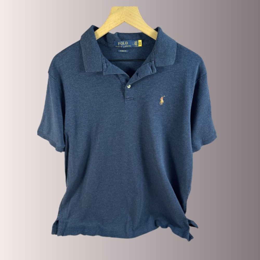 Polo Ralph Lauren Polo Men L Classic Fit Short Sleeve Blue Preppy LARGE